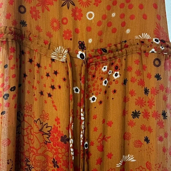 Zara Rust Floral Maxi Dress - Picture 2 of 5